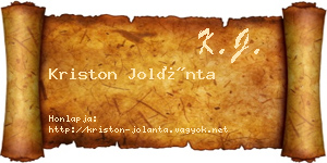 Kriston Jolánta névjegykártya